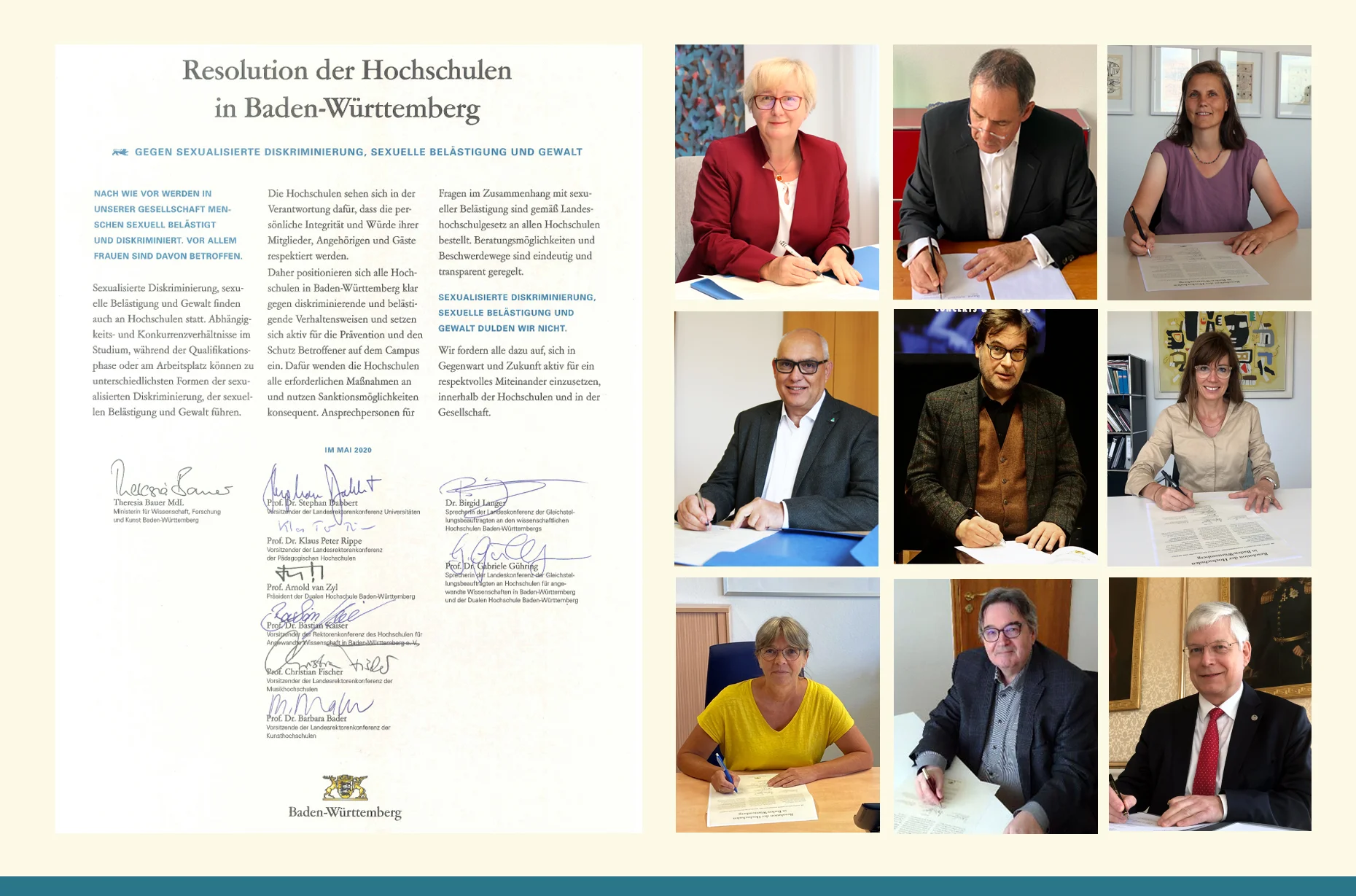 Unterzeichnung der Resolution gegen sexuelle Belästigung, Foto: MWK