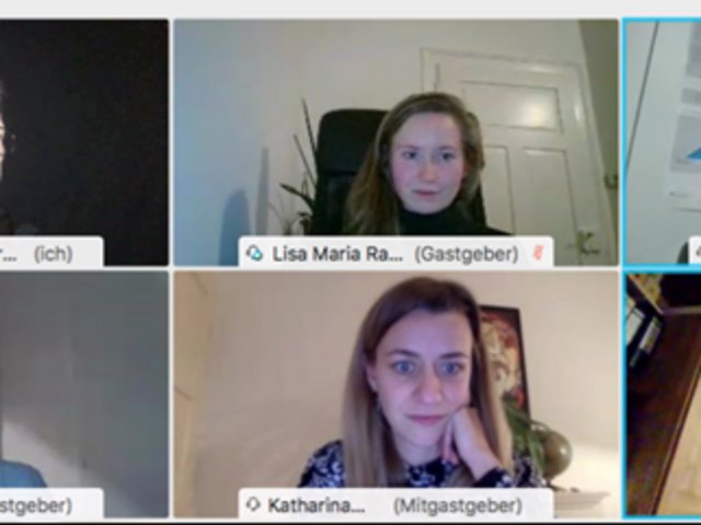 Von links nach rechts: Prof. Dr. Stephan Huber (PH Zug), Lisa Maria Rappl, Christoph Stamann, Prof. Dr. Gabriele Weigand, Katharina Weiand (alle PH Karlsruhe), Gundula Helsper (Kooperative Gesamtschule Kirchberg). Screenshot: LemaS-Forschungsverbund
