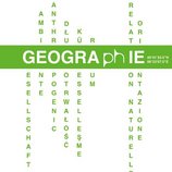 Logo des Faches Geographie an der PH Karlsruhe. Der Schriftzug, bei dem für jeden Buchstaben des Wortes Geographie ein passendes Wort im Sinne eines Wortsalates ergänzt wurde, vermittelt die fachliche Schwerpunktsetzung in Karlsruhe: Humangeographie, Sprachenbewusstsein, Mensch-Umwelt-Fragen.