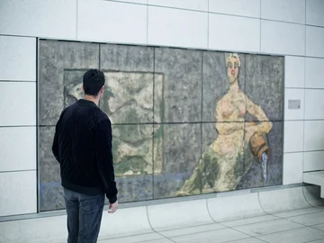 "Regen des Überflusses (Das Wasser)" von Markus Lüpertz, U-Bahn-Haltestelle Europaplatz - Richtung Marktplatz. Foto: Joel Frank/Pädagogische Hochschule Karlsruhe