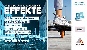 2025_04_08_EFFEKTE_Titelbild Neben dem Logo und Symbilbild der EFFEKTE-Reihe 2024-25 ist das Bild eines Skateboards mit Fuß und Bein darauf zu sehen, ganz rechts die Logos der Beteilgten.ogos der Veranstalter
