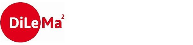 Logo Didaktische Lernmaterialien Mathematik. Logo bestehend aus rotem Kreis und dem Wort DiLeMa².